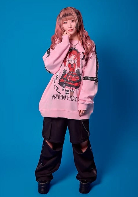 Psycho Nation x Rene collab "Gothic" pink sweatshirt