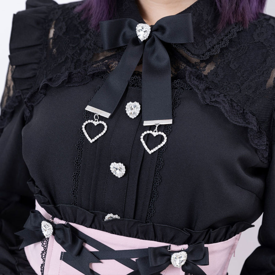 Dear My Love Whip "Lace Frill Heart Bijou" blouse