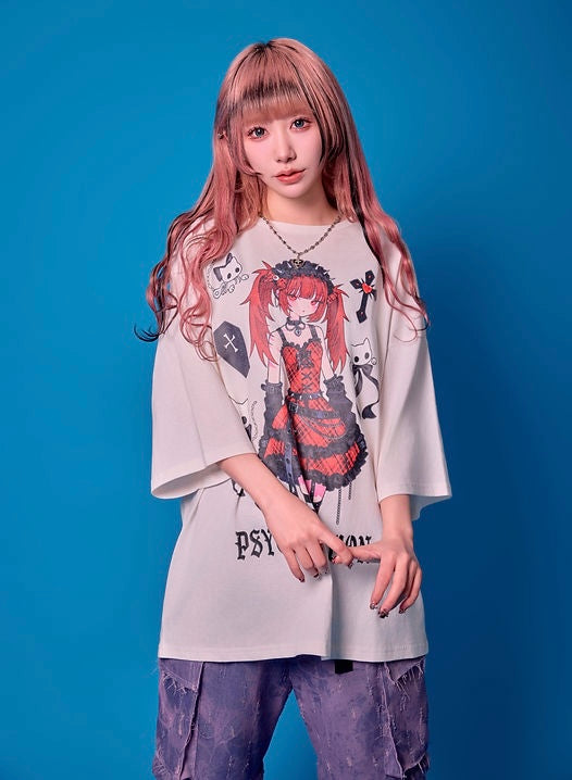 Psycho Nation x Rene "Gothic" white t-shirt ~ LAST ONE!