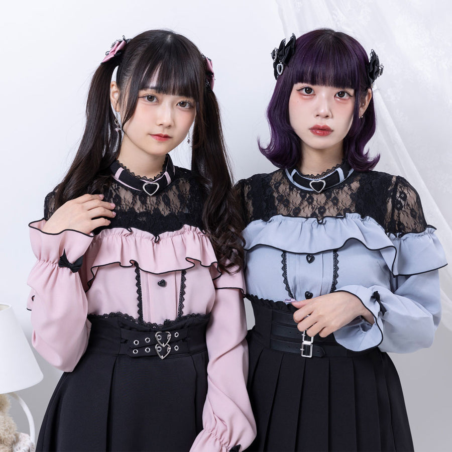 Dear My Love "Heart Choker Lace Frill" blouse