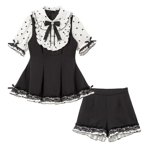 Dear My Love jirai kei heart polka dot tunic & shorts set