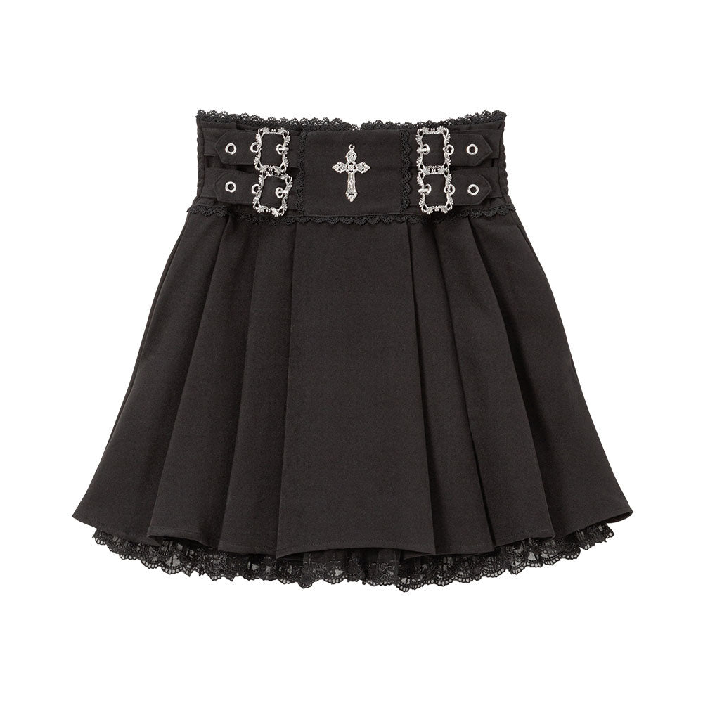 Dear My Love cross charm lace frill pleats skirt