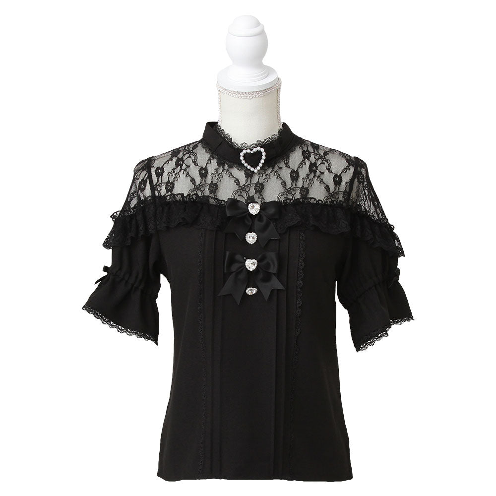 Dear My Love Whip heart bijoux ribbon blouse