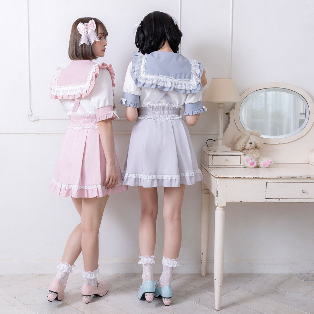 Dear My Love heart ribbon frill sailor blouse