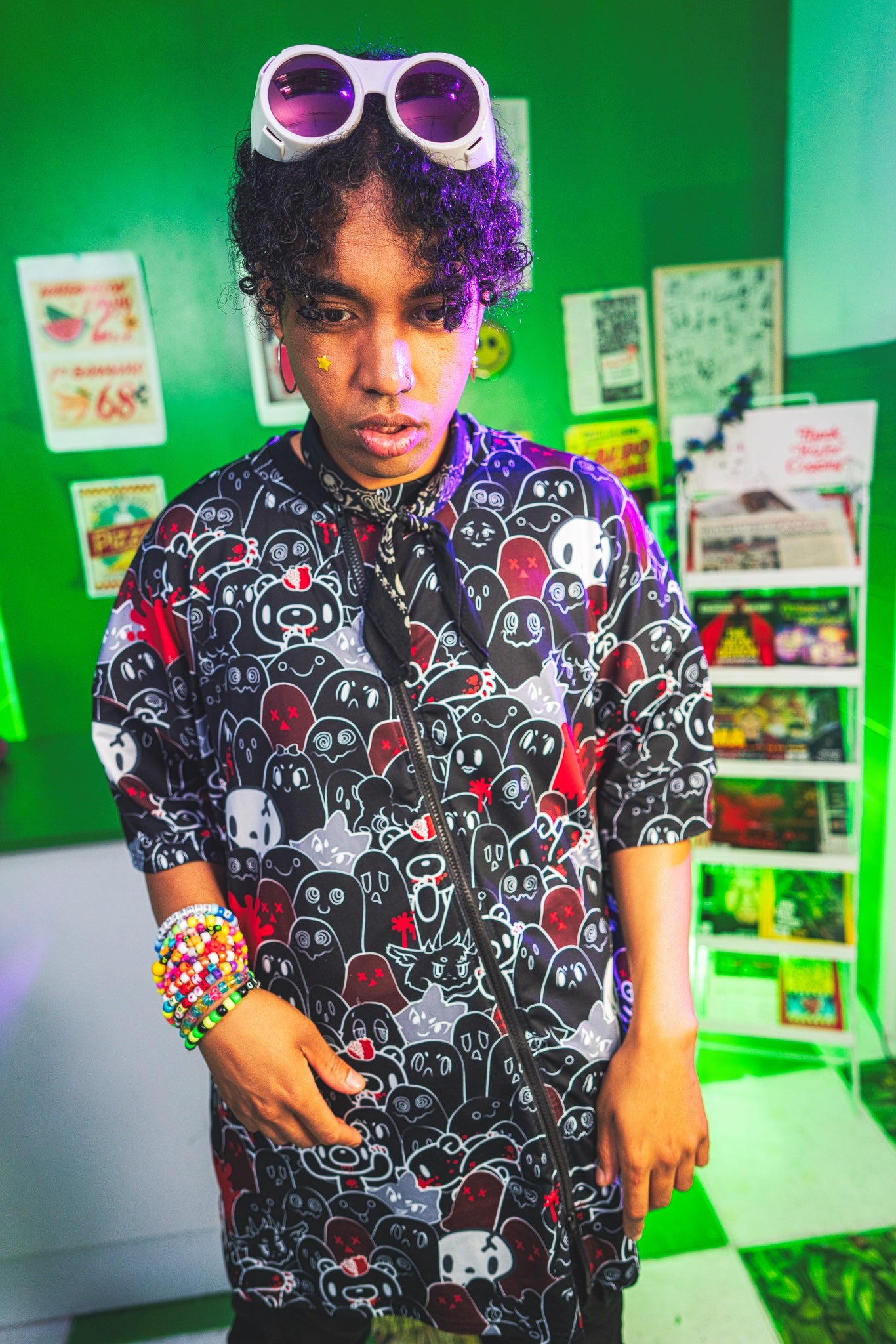 Ghost Girl Goods & Gloomy Bear collab "Ghostown" zip tee