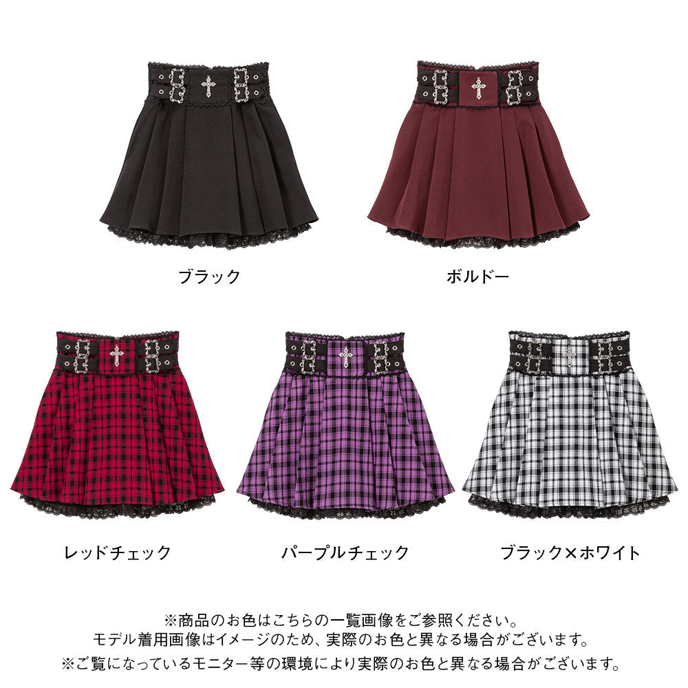 Dear My Love cross charm lace frill pleats skirt