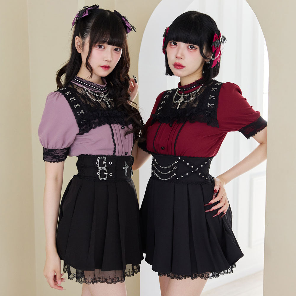 Dear My Love chain choker lace blouse