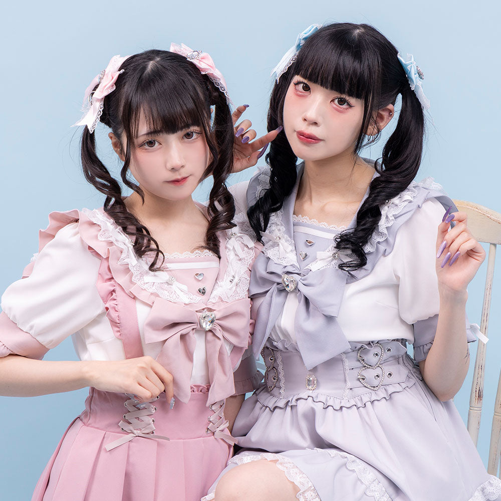 Dear My Love heart ribbon frill sailor blouse