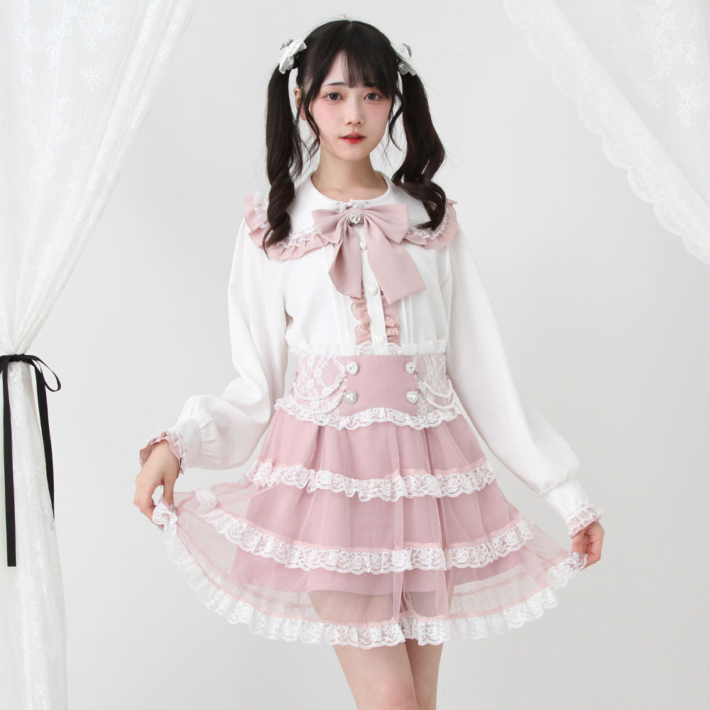 Dear My Love tulle layered pearl frill skirt