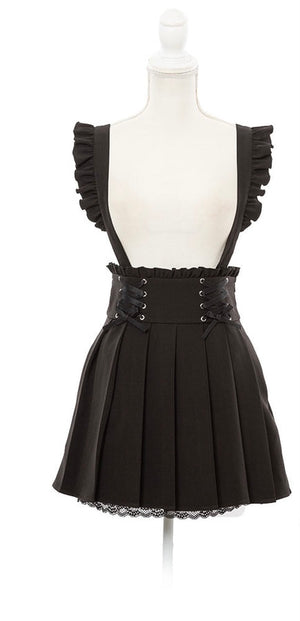 Dear My Love jirai kei "Suspenders Frill Lace-up Pleated" skirt