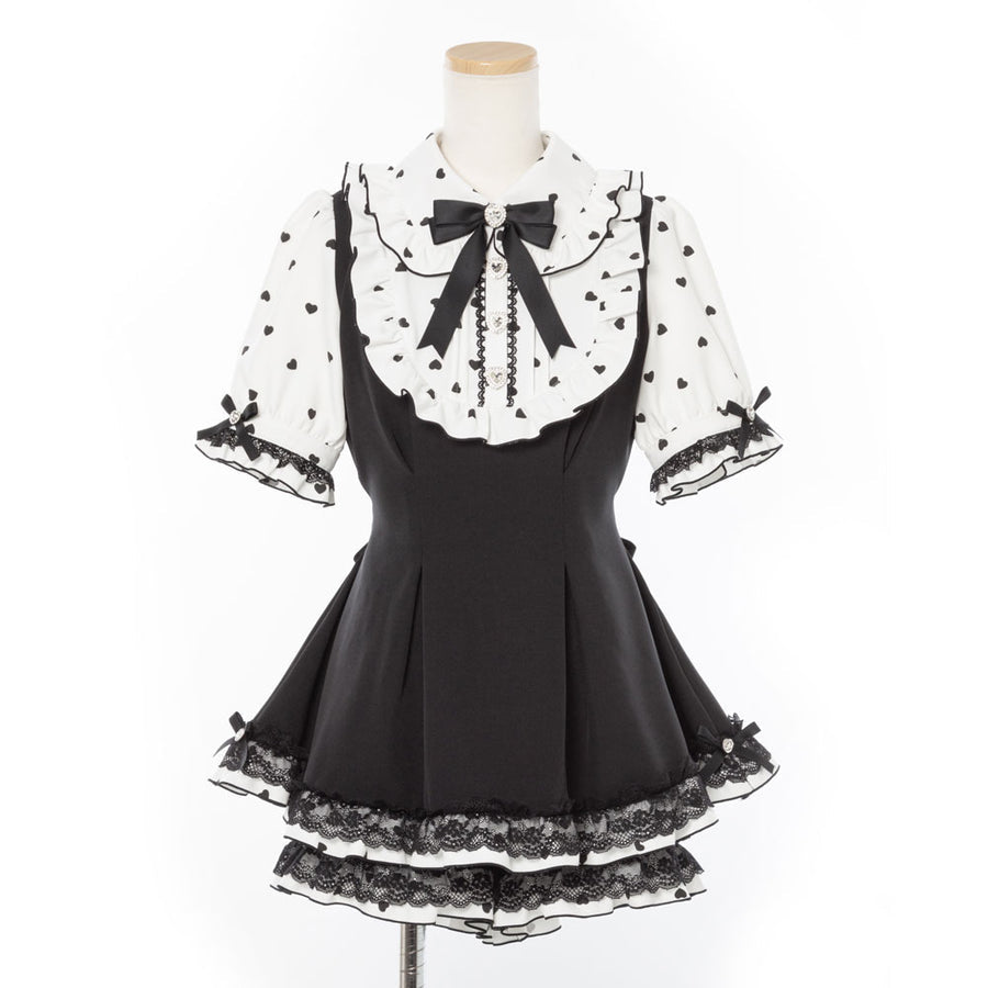 Dear My Love jirai kei heart polka dot tunic & shorts set