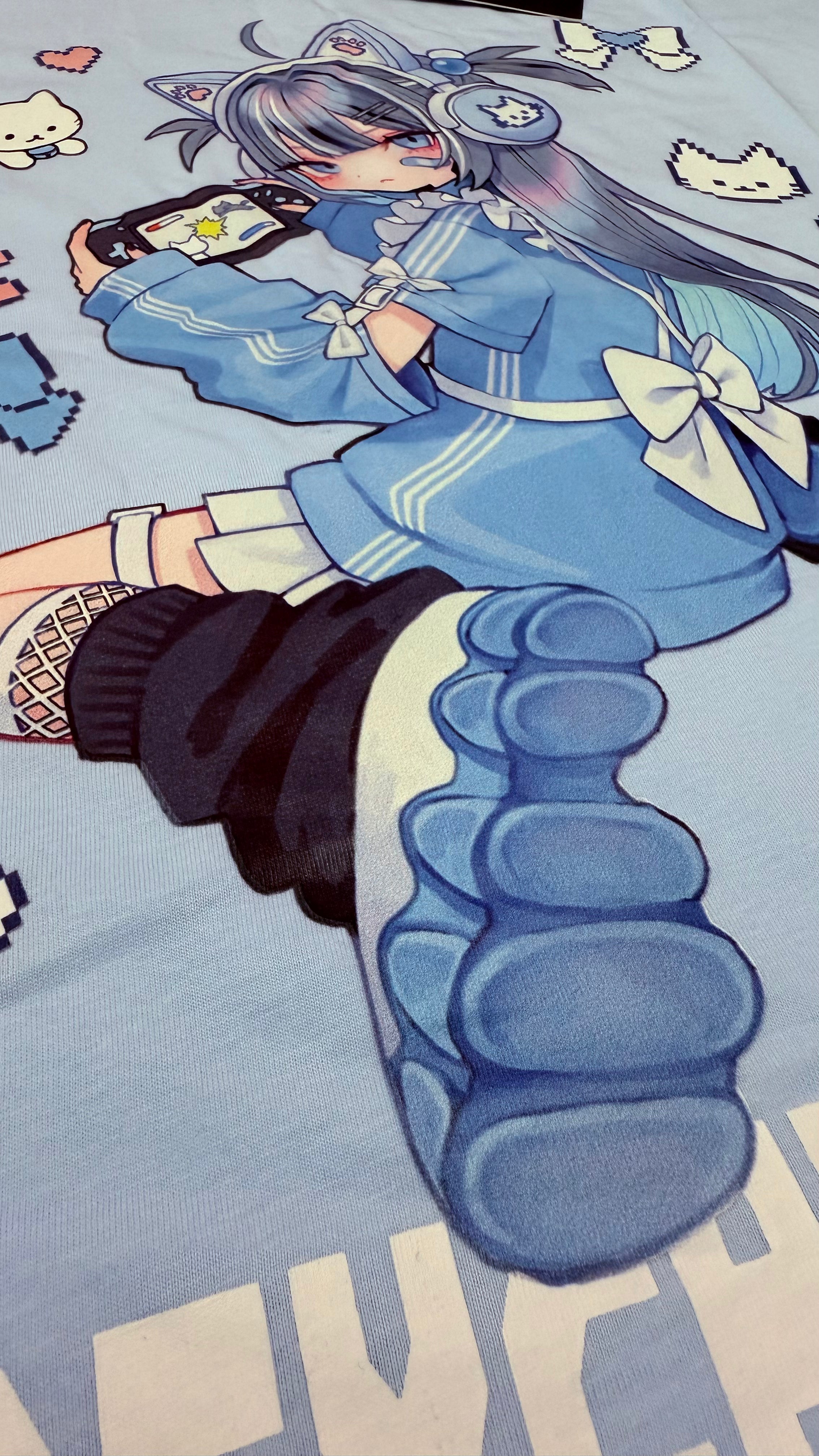 Psycho Nation x Rene "Gamer Cat" blue t-shirt