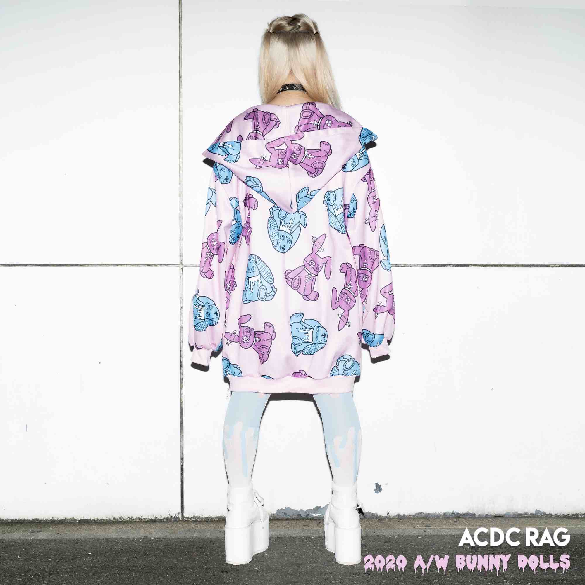ACDC RAG bunny dolls pastel zip hoodie