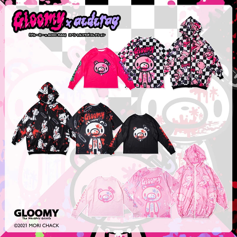 ACDC RAG and Gloomy Bear checkered hoodie β Grumpy Bunny