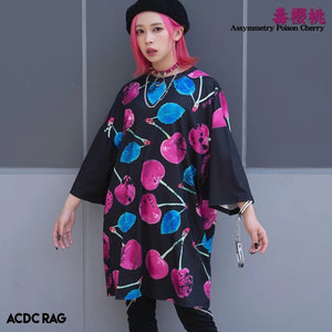 ACDC RAG Asymmetry cherry t-shirt dress