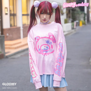 ACDC RAG and Gloomy Bear long sleeve pastel pink t-shirt