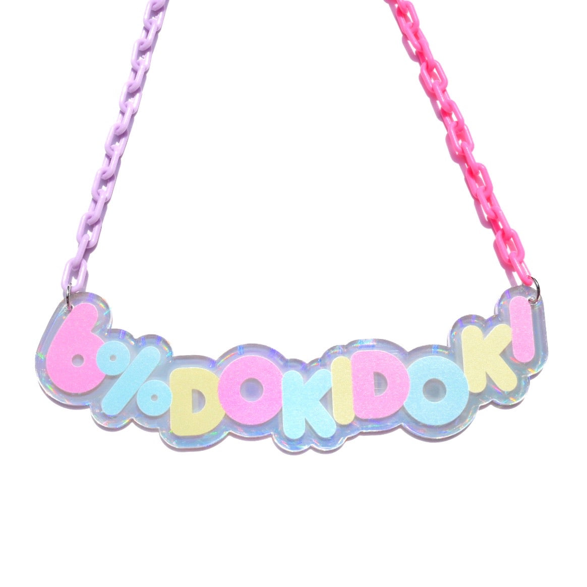 6% DOKIDOKI pastel logo plate necklace
